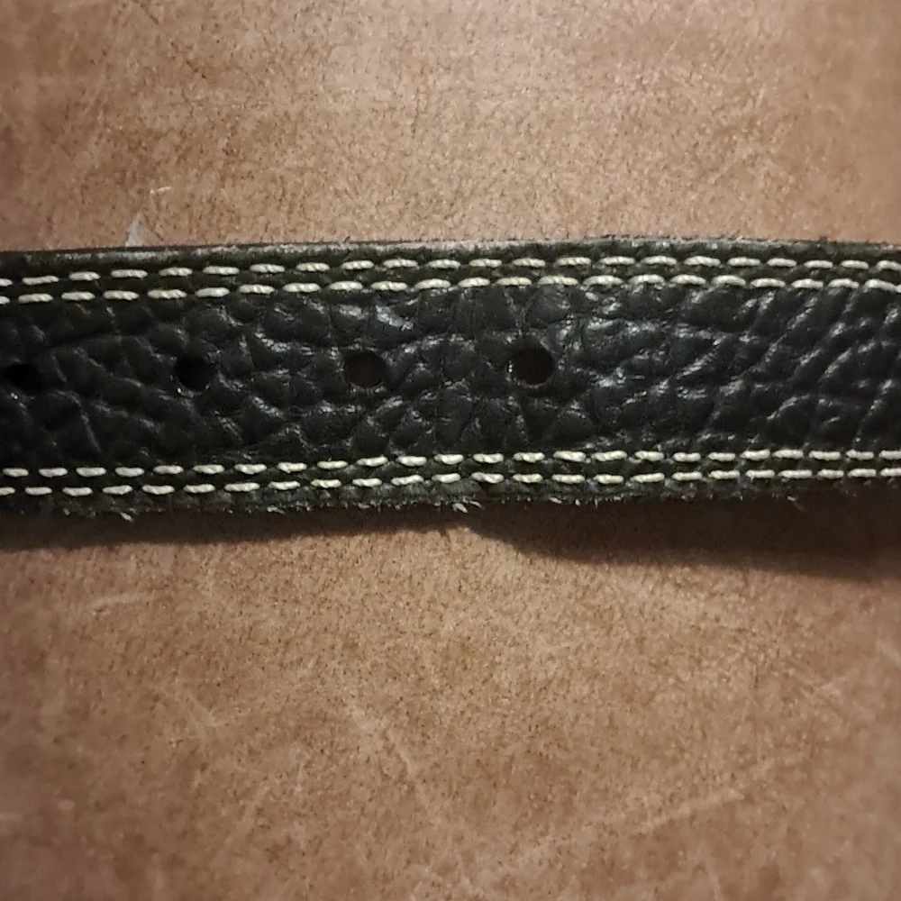 Lejon Men's Bison Leather Black Belt Made In America Sz 48 Western Cowboy Rustic
